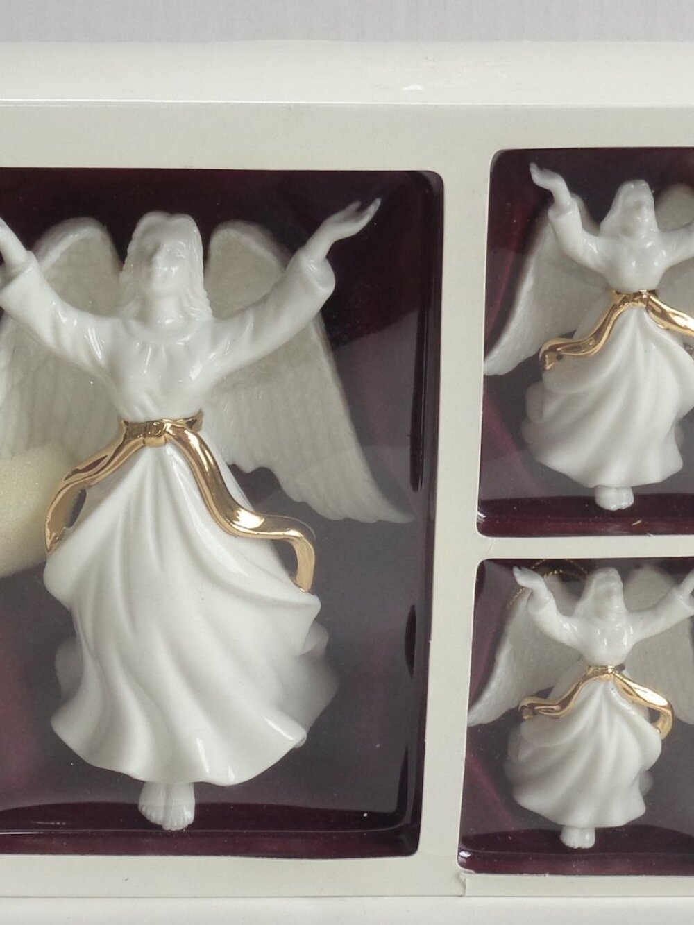 Vintage Porcelain Angel Ornaments Figurines Set of 3 NIB